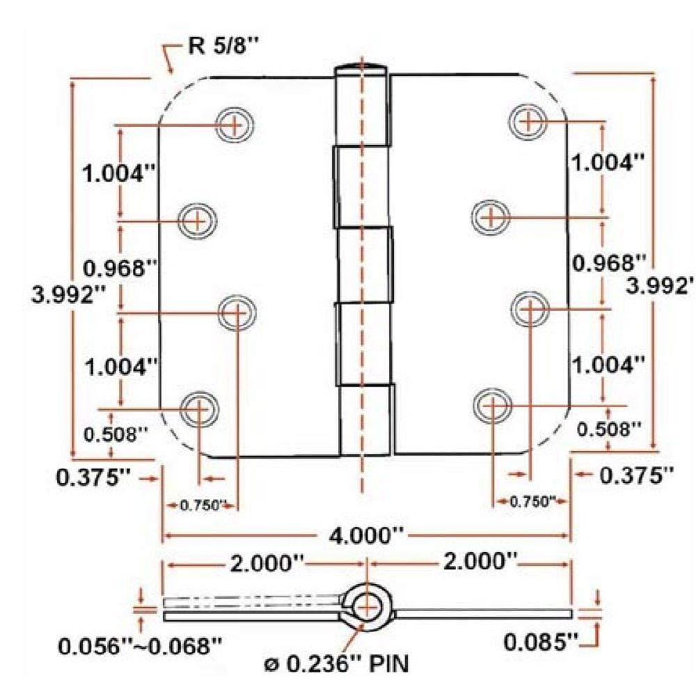 Satin Nickel 4-Inch Steel Door Hinges 3-Pack