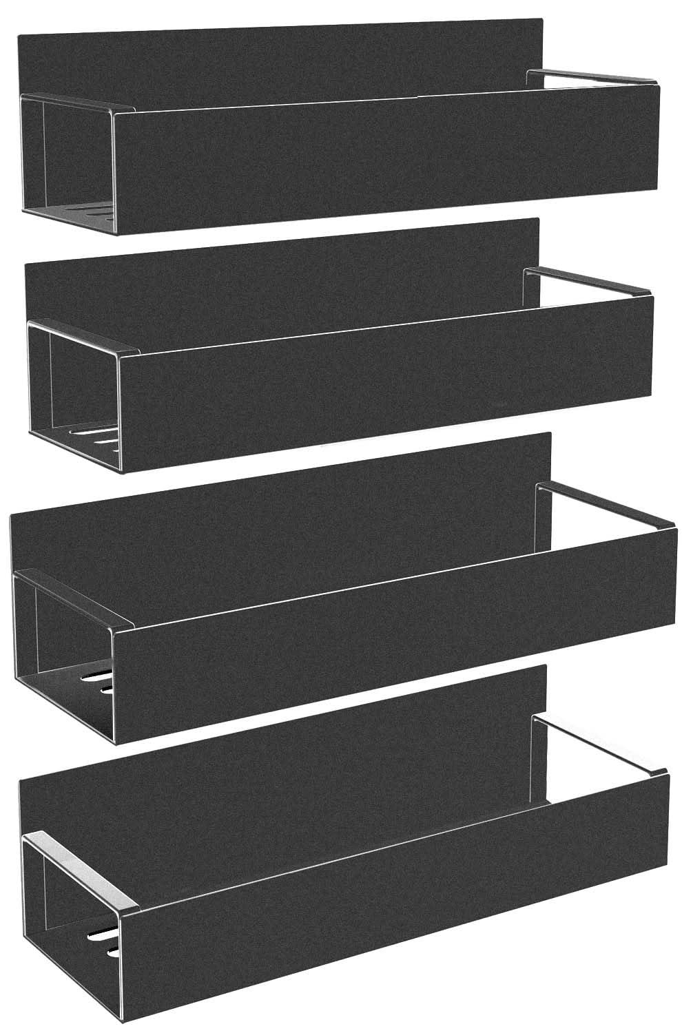 Textiles Hub 4 Pack Magnetic Spice Rack For Refrigerator, Moveable Magnetic Spice Organizer, Black Metal Strong Magnetic Shelf For Fridge And Microwave Oven, Space Saving For Kitchen
