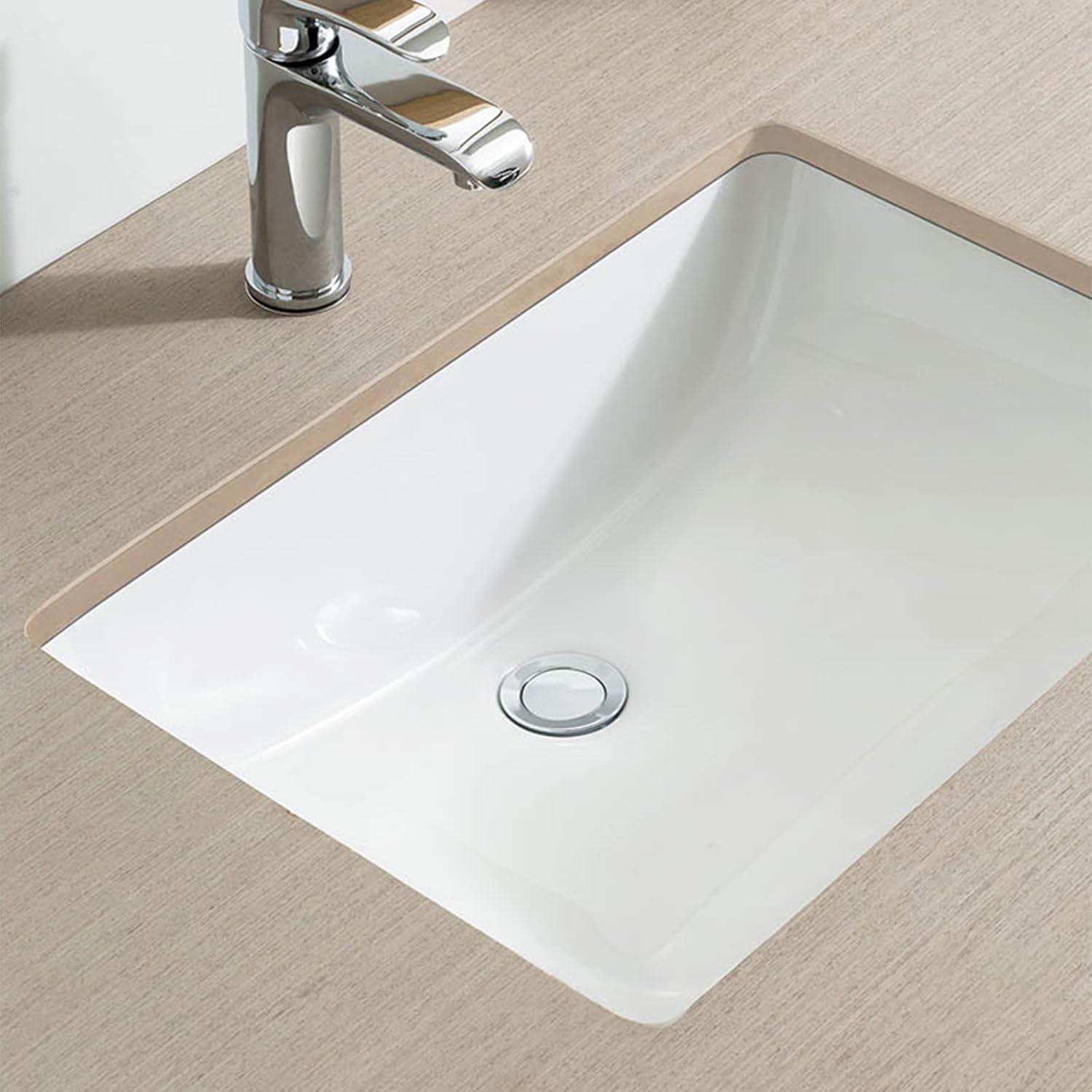 Wells Sinkware RTU2115-7W Wells Sinkware Rhythm Series 14.5'' Ceramic Rectangular Bathroom Sink with Overflow