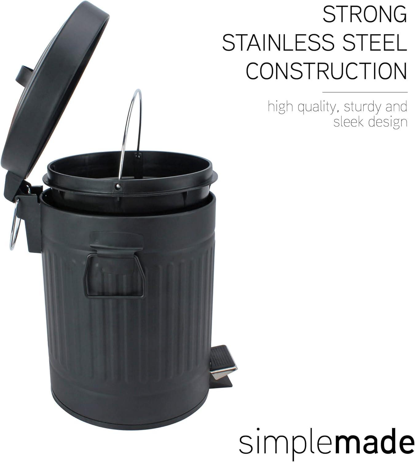 Black Stainless Steel Cylindrical Pedal Trash Can