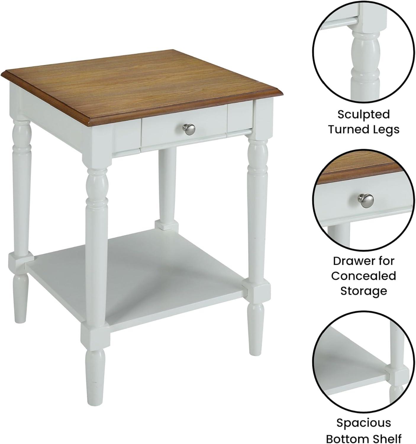 Convenience Concepts French Country One Drawer End Table with Shelf , Driftwood/White