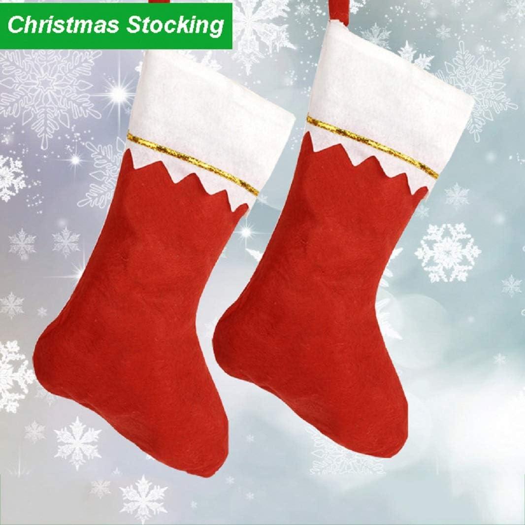 XYK Clearance 12 Pack Christmas Stockings 15 Inches Red and White Stockings with Gold Trim Perfect for Family Holiday Decorations Rustic Santa Stockings for Christmas Home Bedroom and Party Decor Made