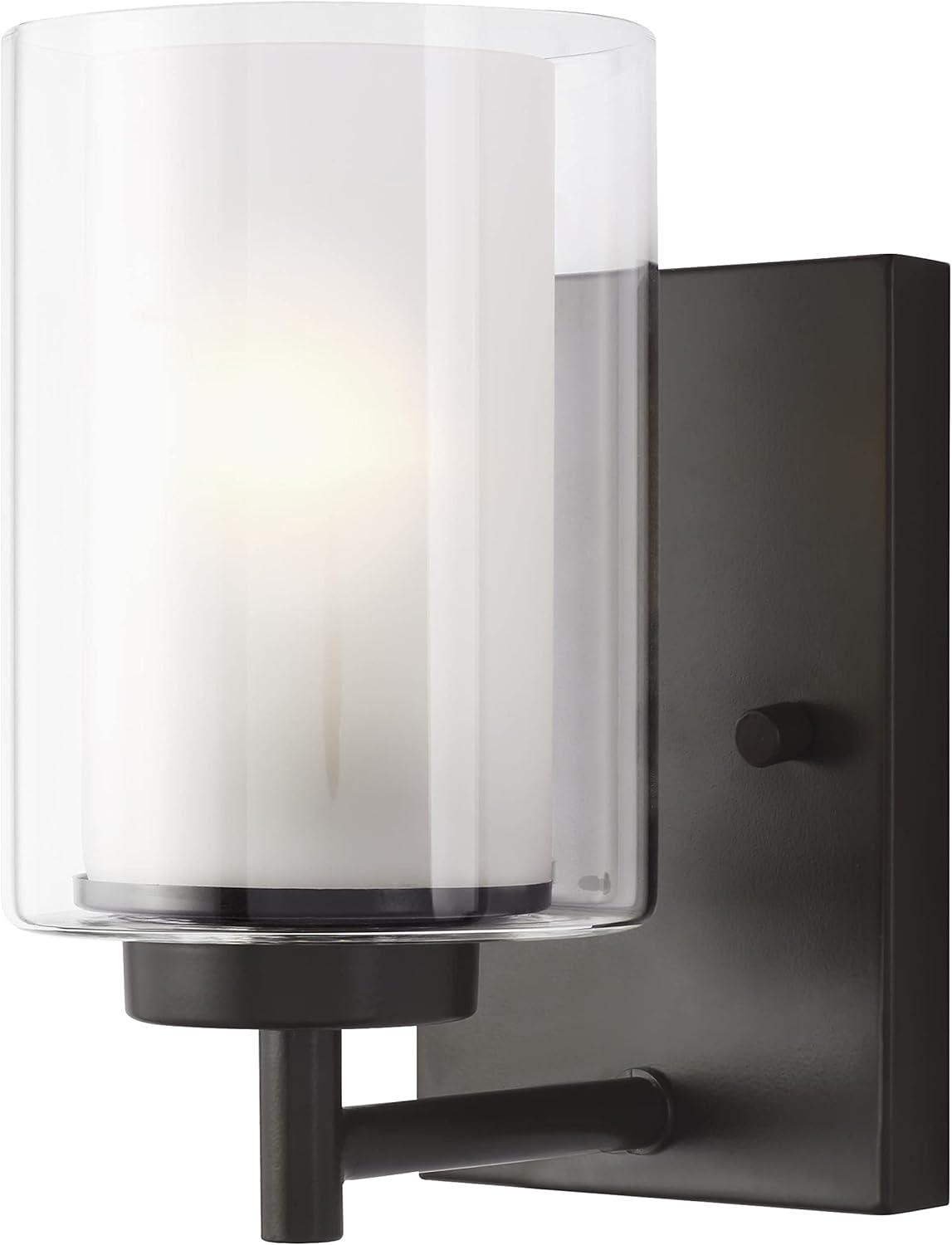 Elmwood Park Bronze Dimmable Vanity Wall Sconce with Clear Glass