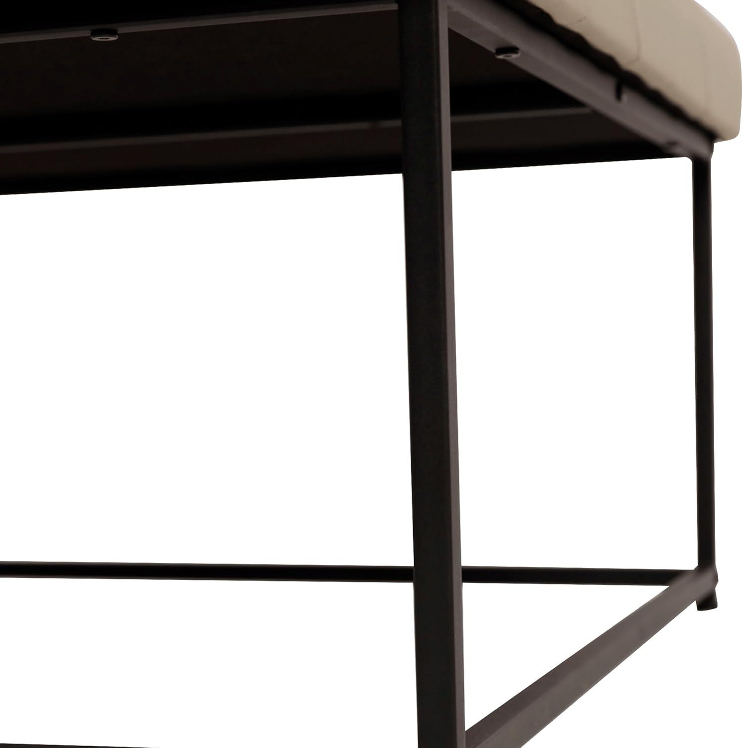 Flash Furniture Ashton 30" Square LeatherSoft Tufted Ottoman with Metal Frame, Beige LeatherSoft/Black Frame