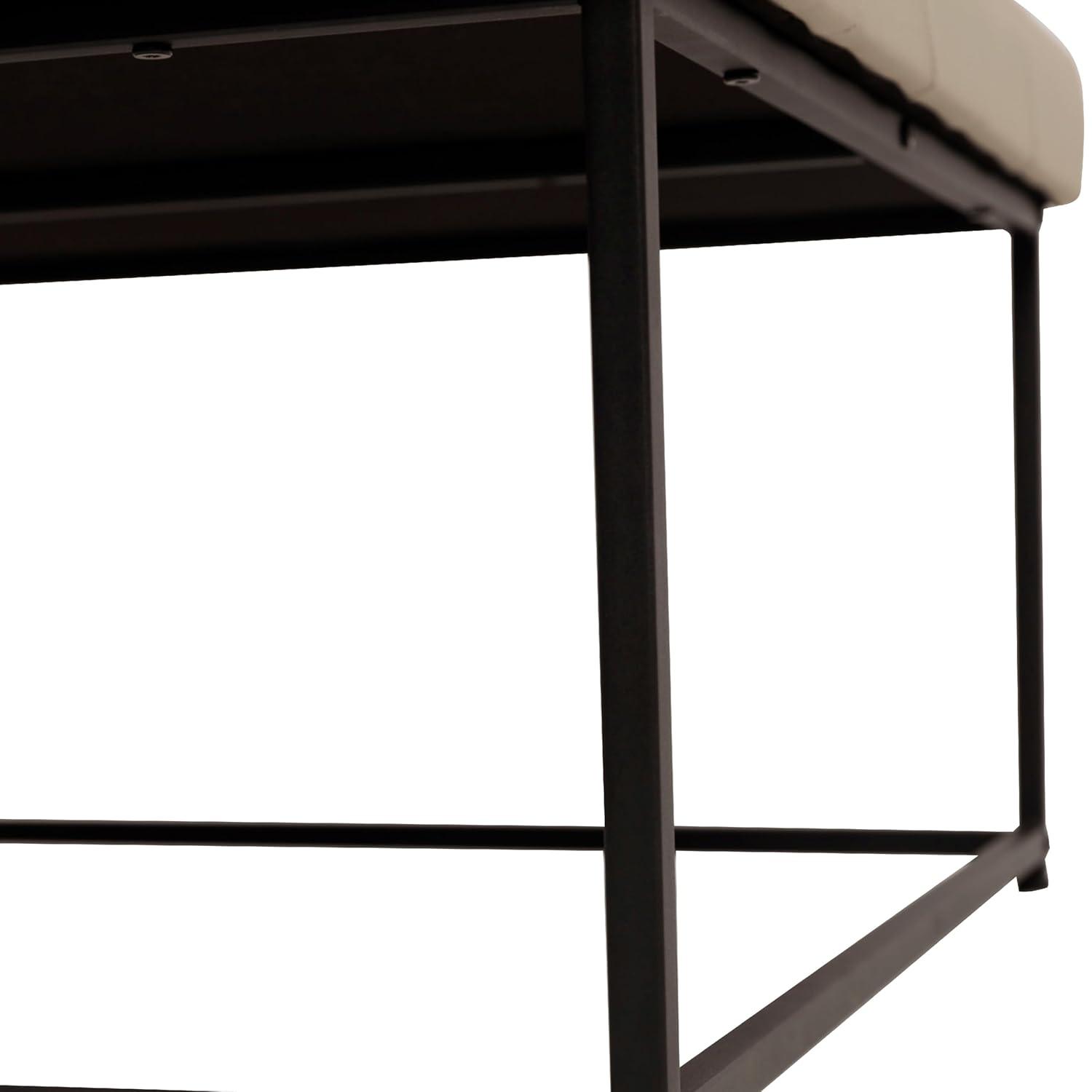 Flash Furniture Ashton 30" Square LeatherSoft Tufted Ottoman with Metal Frame, Beige LeatherSoft/Black Frame