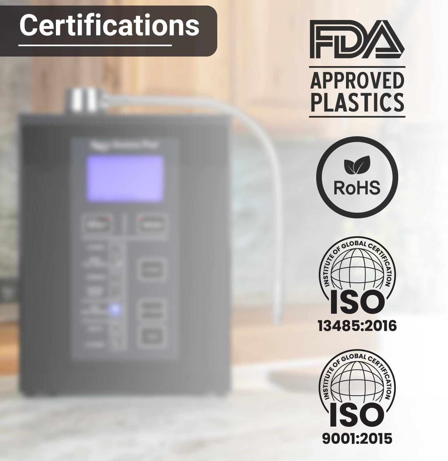 Aqua Ionizer Deluxe 9.5 Anti-Oxidant Boost Water Ionizer | Alkaline Water Filtration System | Produces pH 3.0-11.5 Alkaline Water | Up to -880mV ORP | 4000 Liters Per Filter | 7 Water Settings