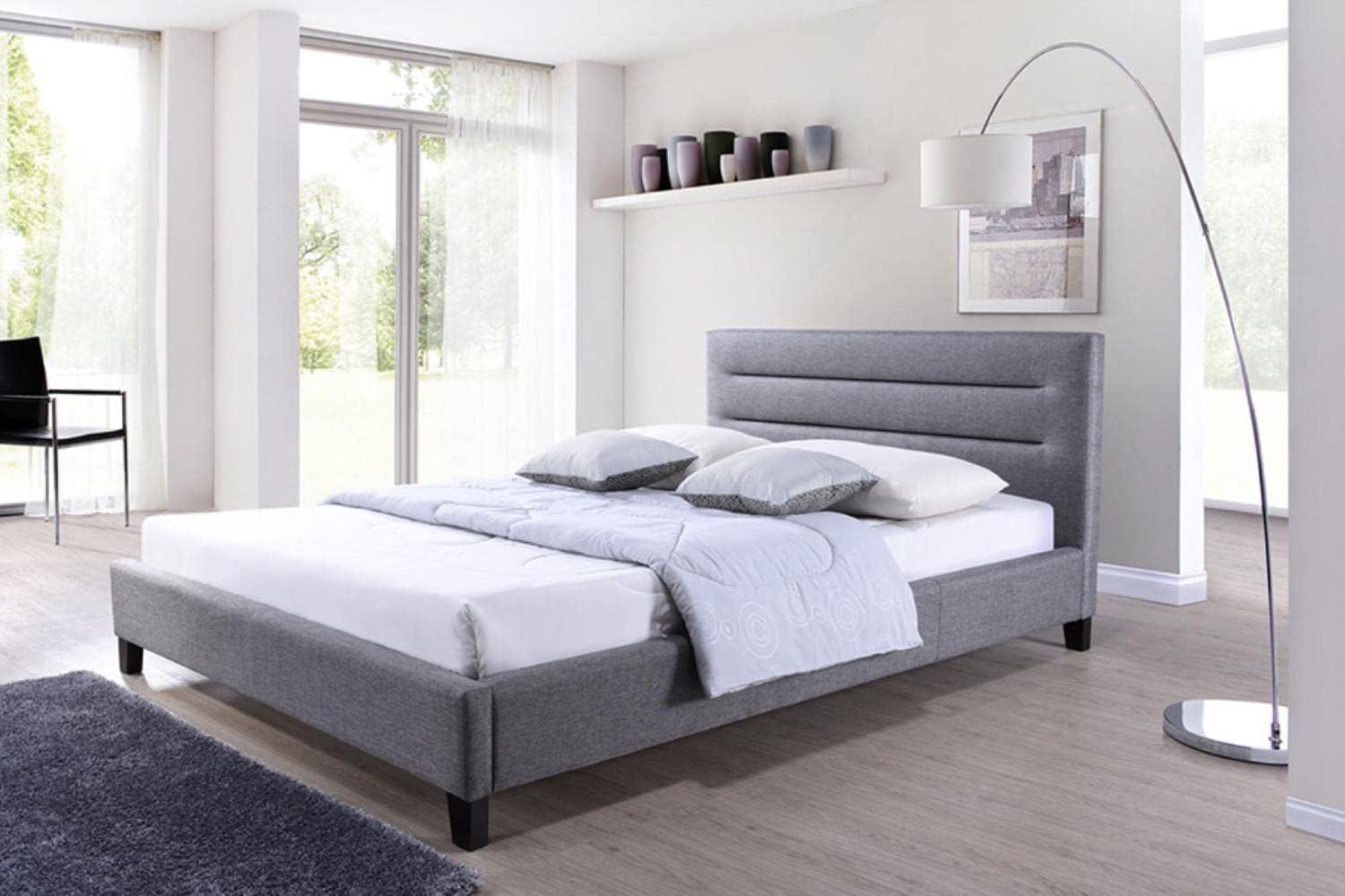 Hillary Full/Double Gray Tufted Upholstered Platform Bed with Slats