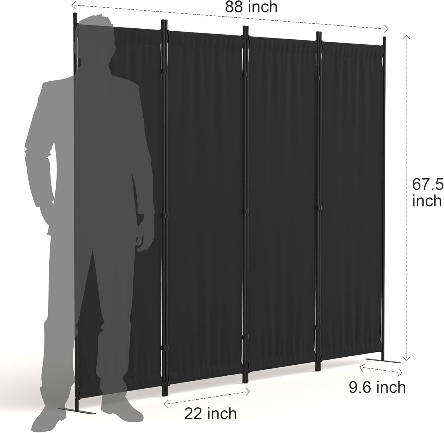 Room Divider Folding Privacy Screens 4 Panel Partitions 88" Dividers Portable Separating for Home Office Bedroom Dorm Decor (Grey)