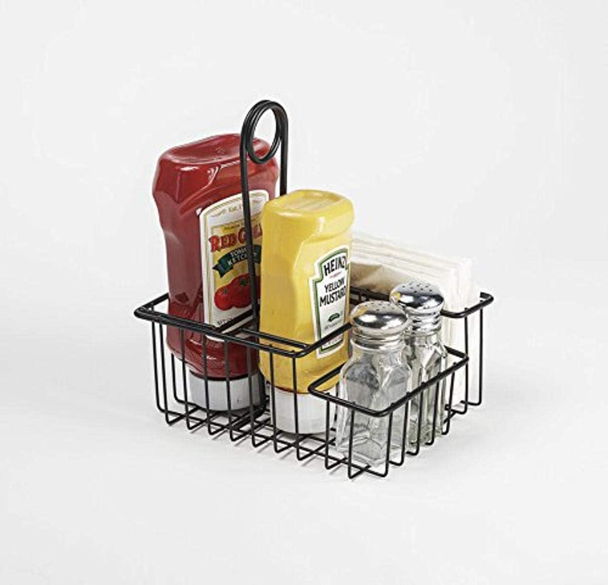 Black Teflon Coated 4-Compartment Condiment Caddy