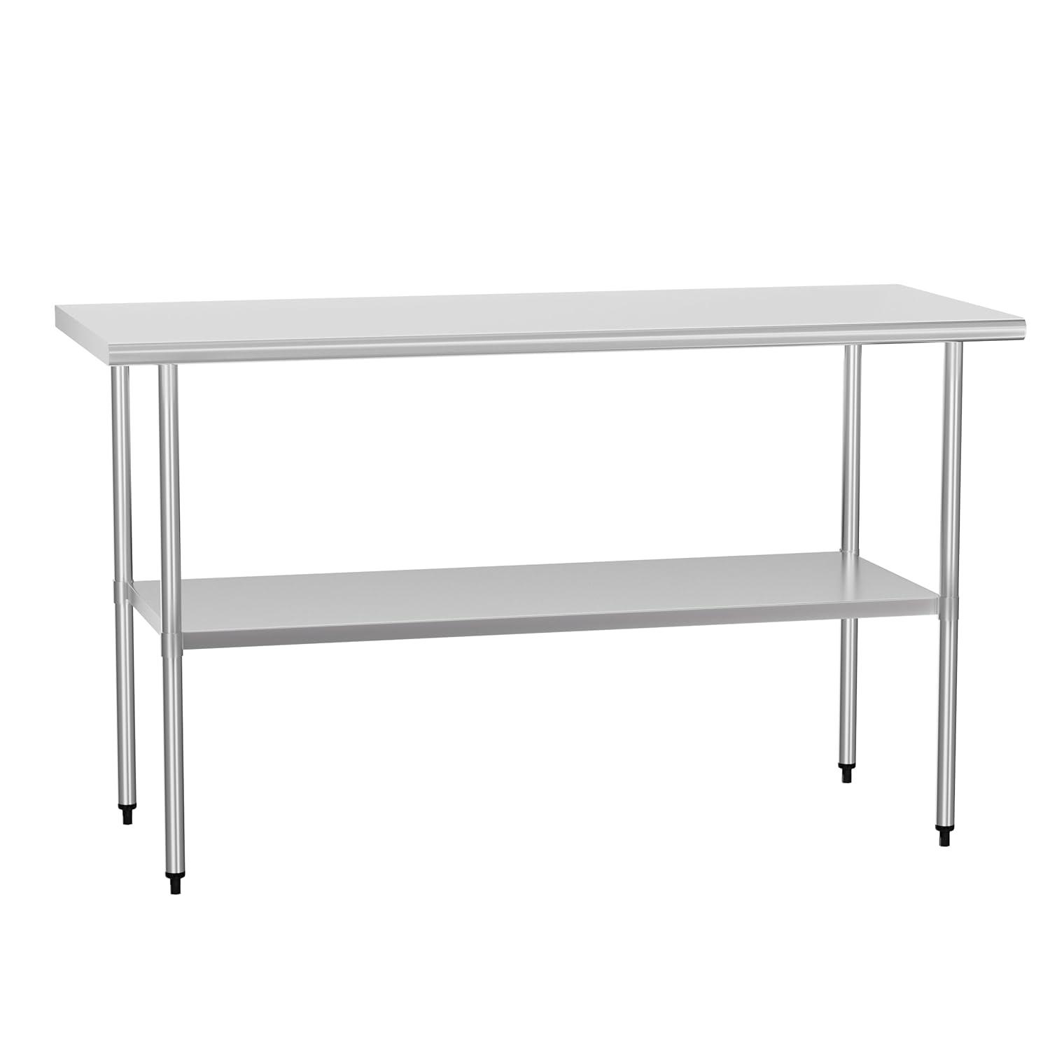 Stainless Steel Work Table with Undershelf. Metal Prep Table. NSF - Certified