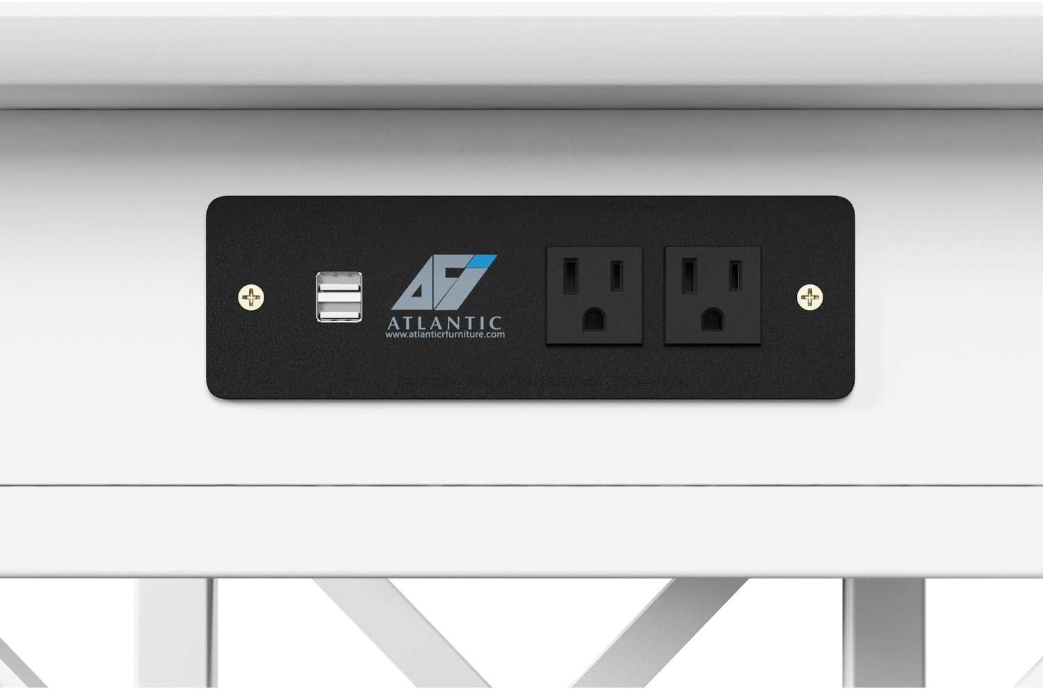 Lexi Desk with Drawer and Charging Station in White