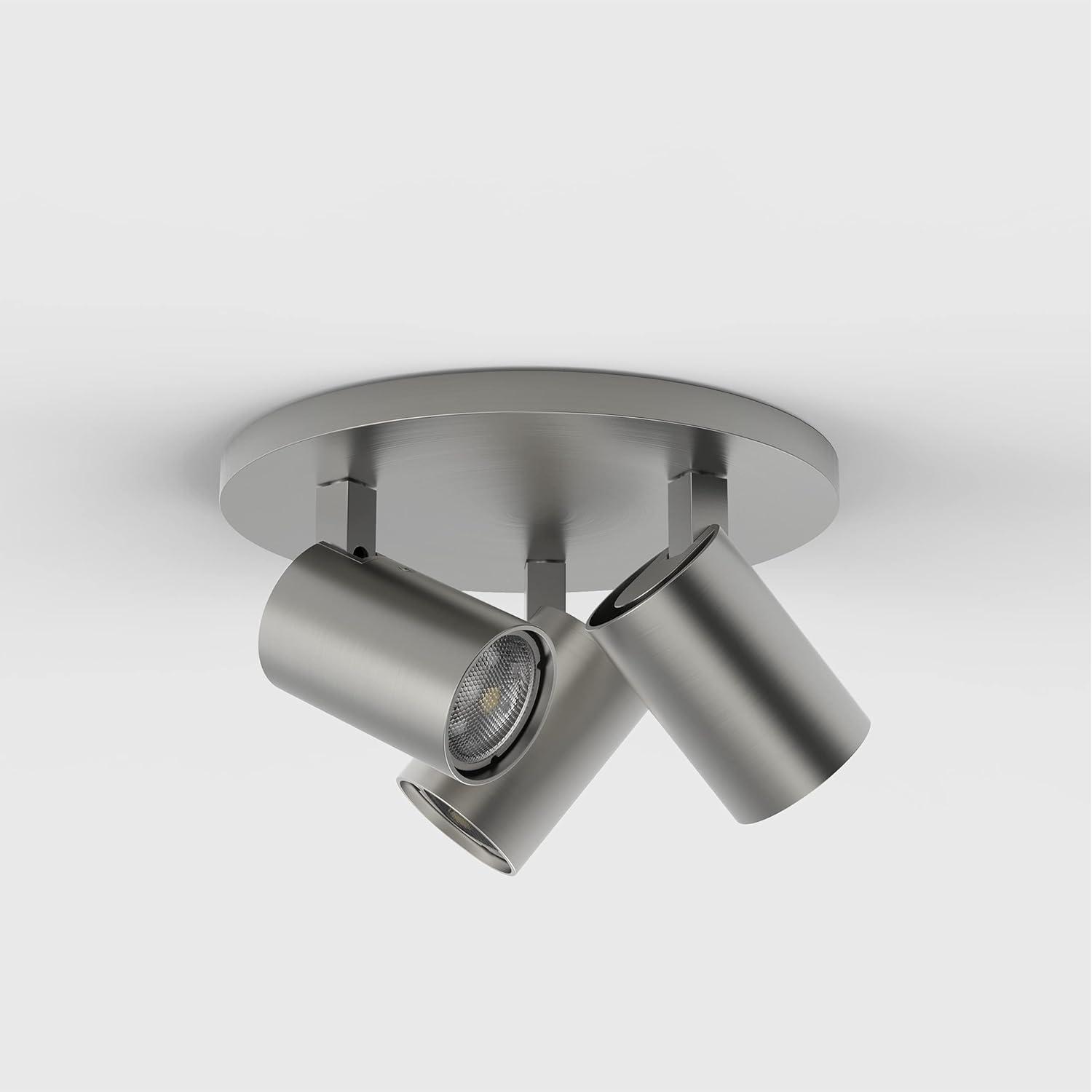 Contemporary Triple Spotlight Ceiling Mount in Matt Nickel