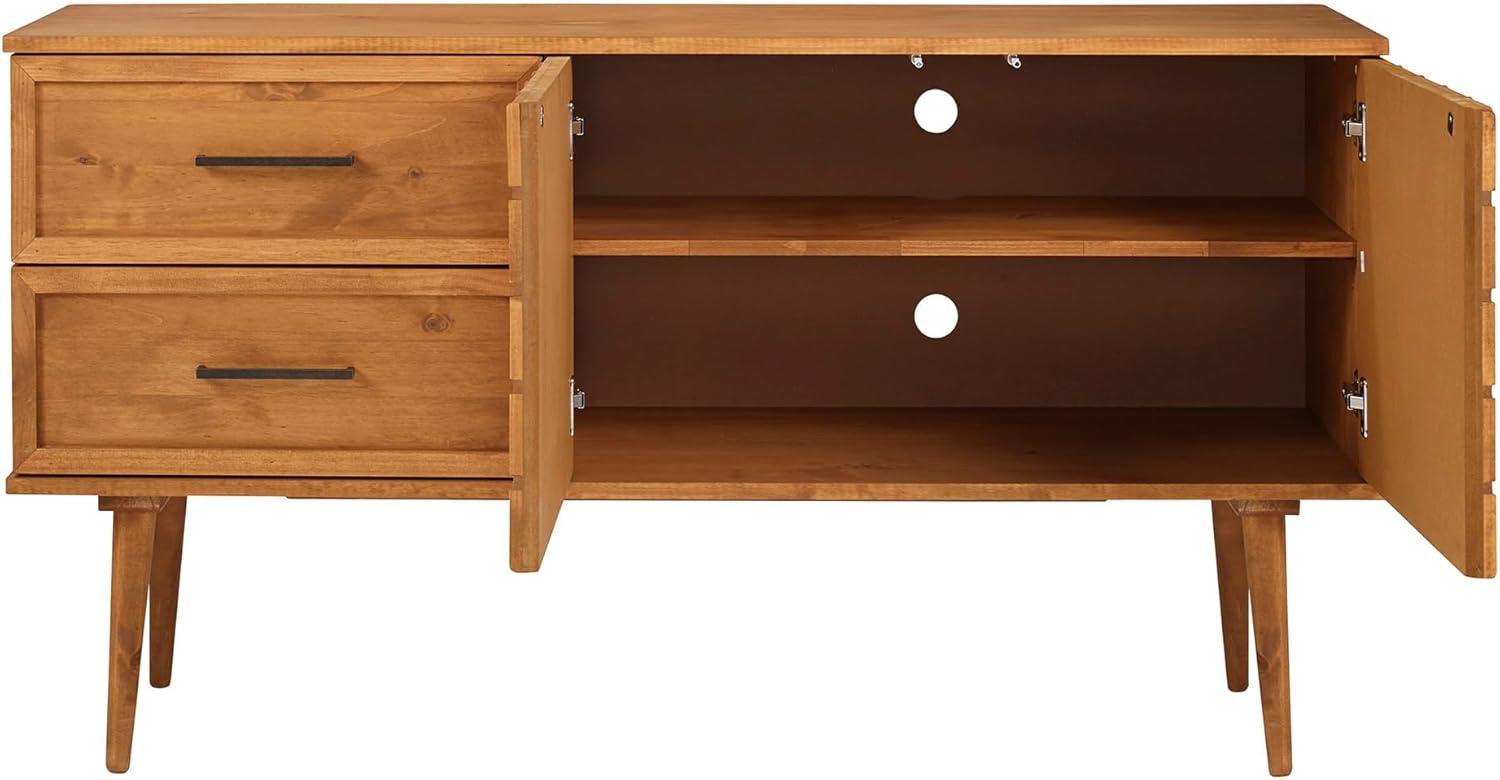 Caramel Solid Wood 2-Door Sideboard with Prism Detail