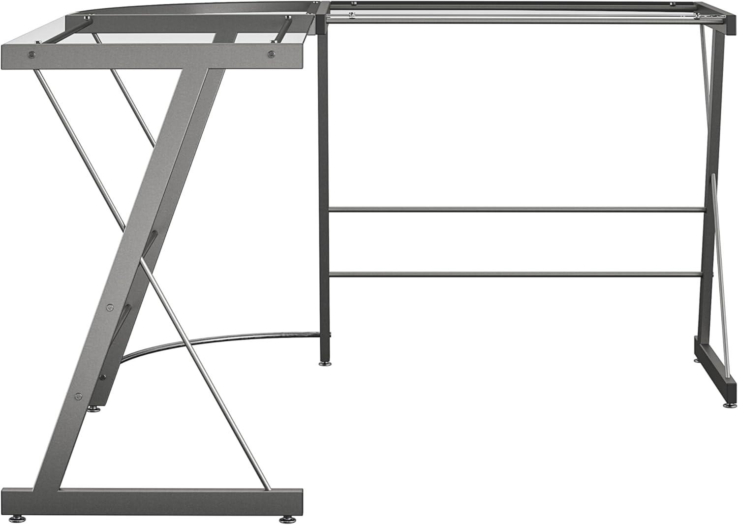 Modern Gray Glass L-Shaped Home Office Computer Desk