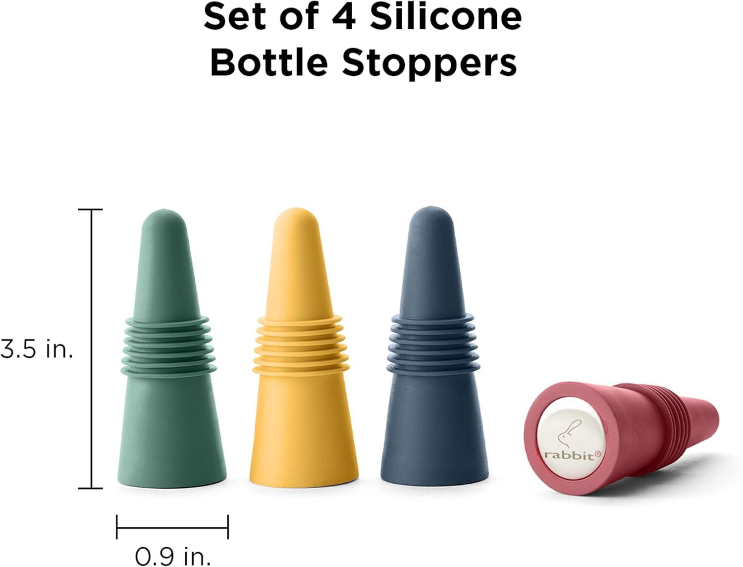 Assorted Color Silicone and Stainless Steel Wine Bottle Stoppers