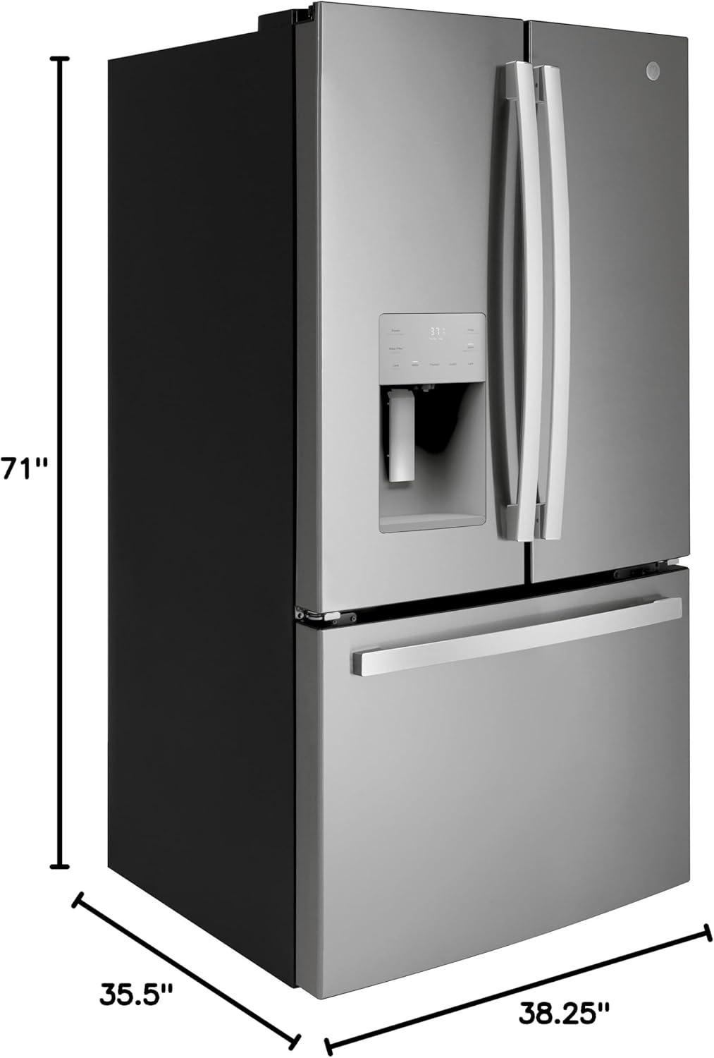 GE Appliances GFE26JYMFS GE Appliances 25.5 Cubic Feet Energy Star Smudge-Resistant French Door Refrigerator with Water and Ice Dispenser