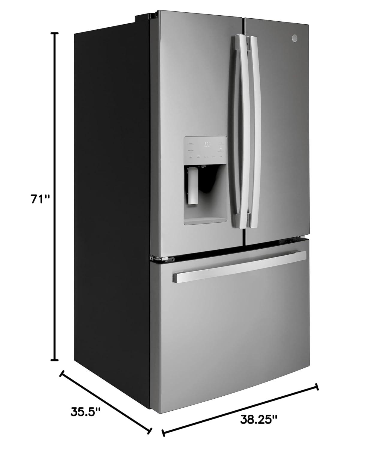 GE Appliances 25.5 Cubic Feet Energy Star Smudge-Resistant French Door Refrigerator with Water and Ice Dispenser