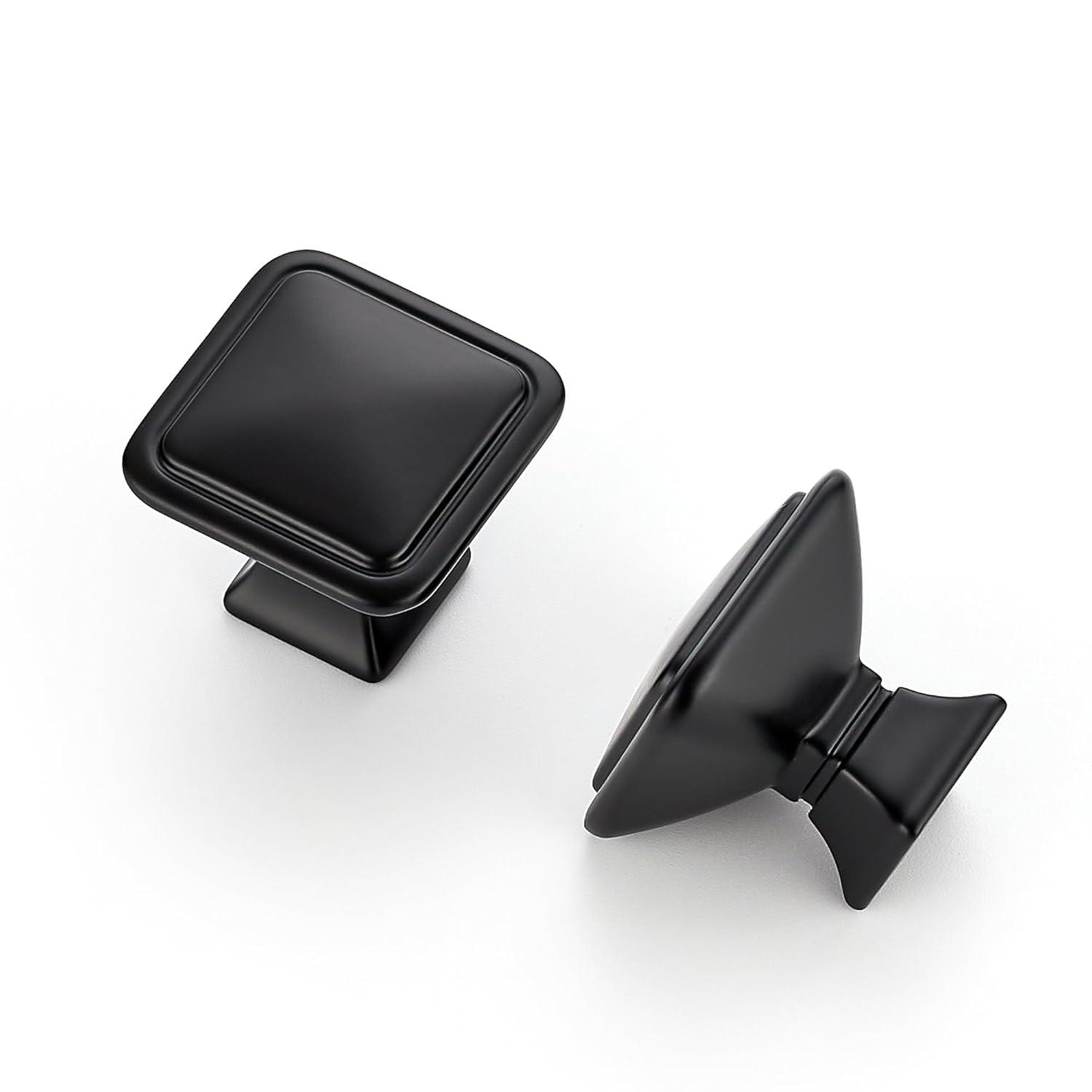 Single Hole Drawer Knobs - 10 Pack Black Cabinet Knobs - Square Dresser Knobs Dresser Handles Closet Door Knobs - Kitchen Cabinet Knobs - Cabinet Hardware