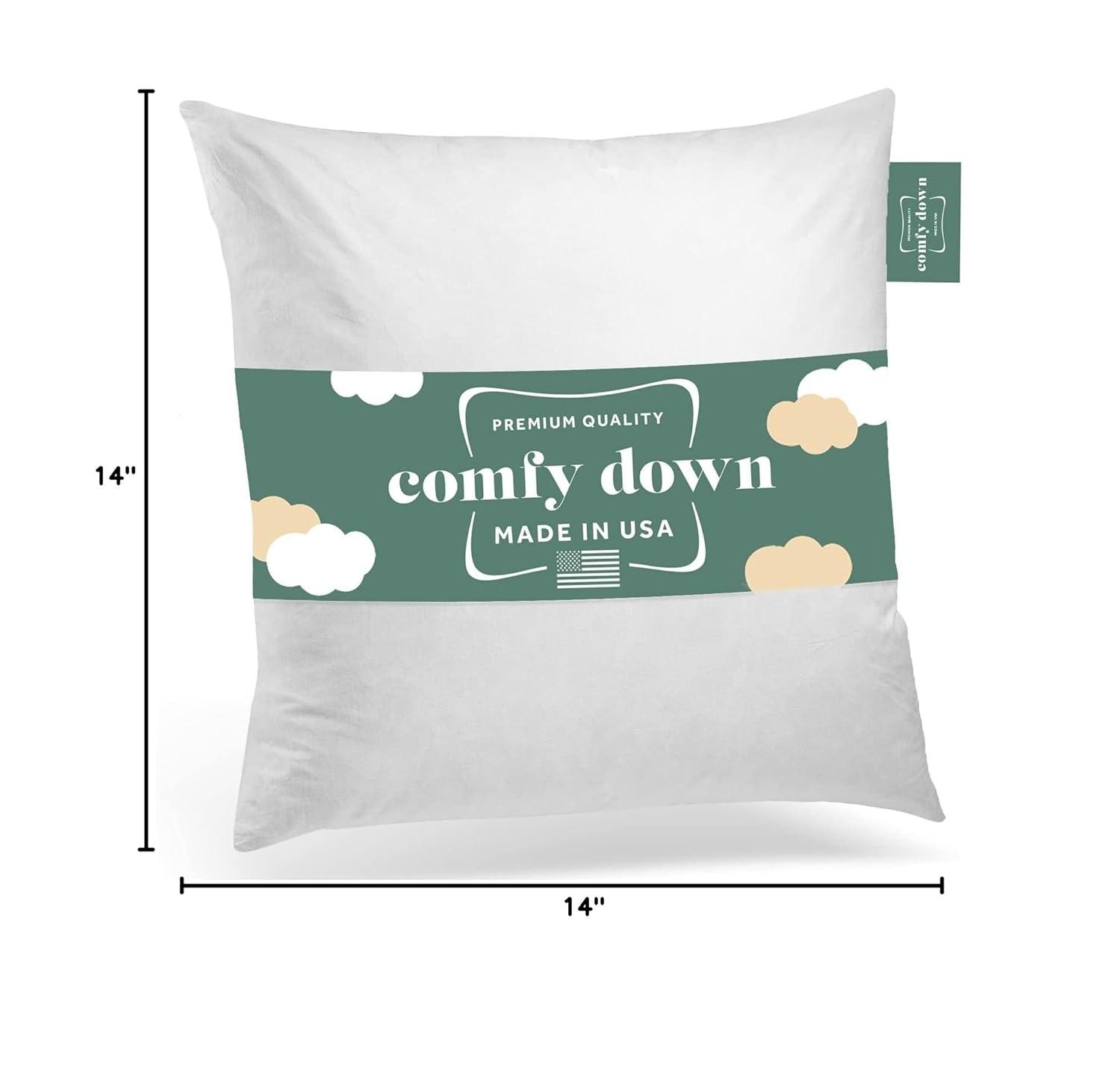ComfyDown Decorative Throw Pillow Insert Down 100% Cotton Cover 233 Thread Count Square Pillow Insert