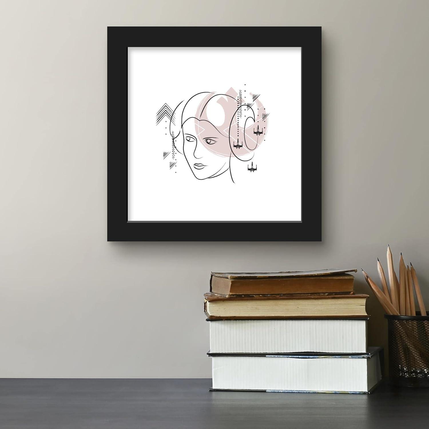 Gallery Pops Star Wars: Saga - Mid-Century Modern Princess Leia Wall Art, Black Framed Version, 12" x 12"