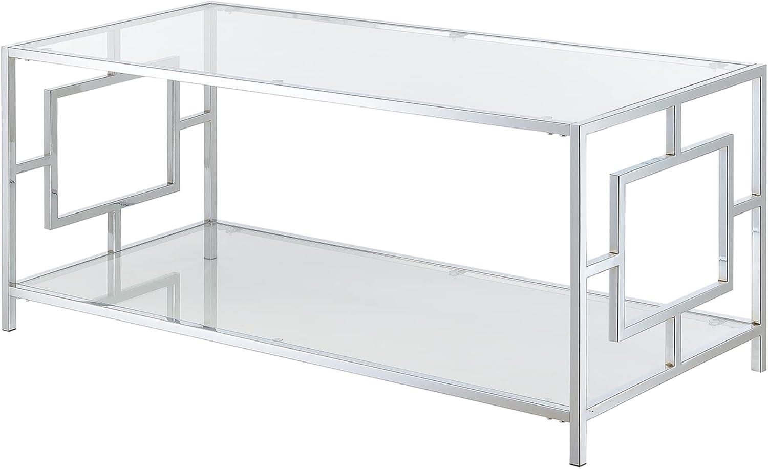 Convenience Concepts Town Square Glass Top Coffee Table in Chrome Metal Frame