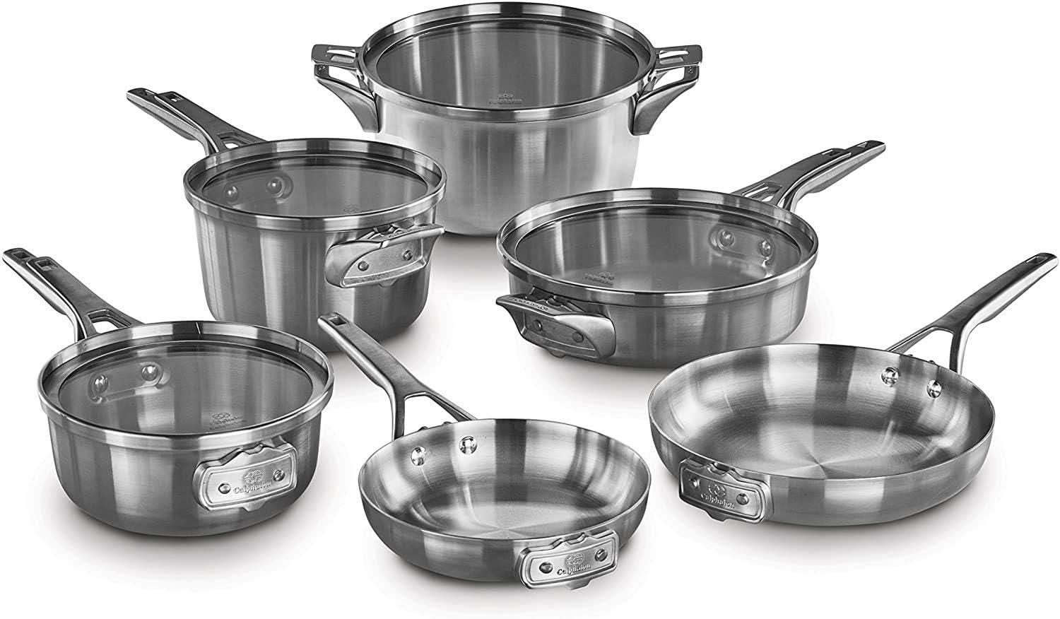 Calphalon ® Premier 10-Piece Space-Saving Stainless Steel Cookware Set