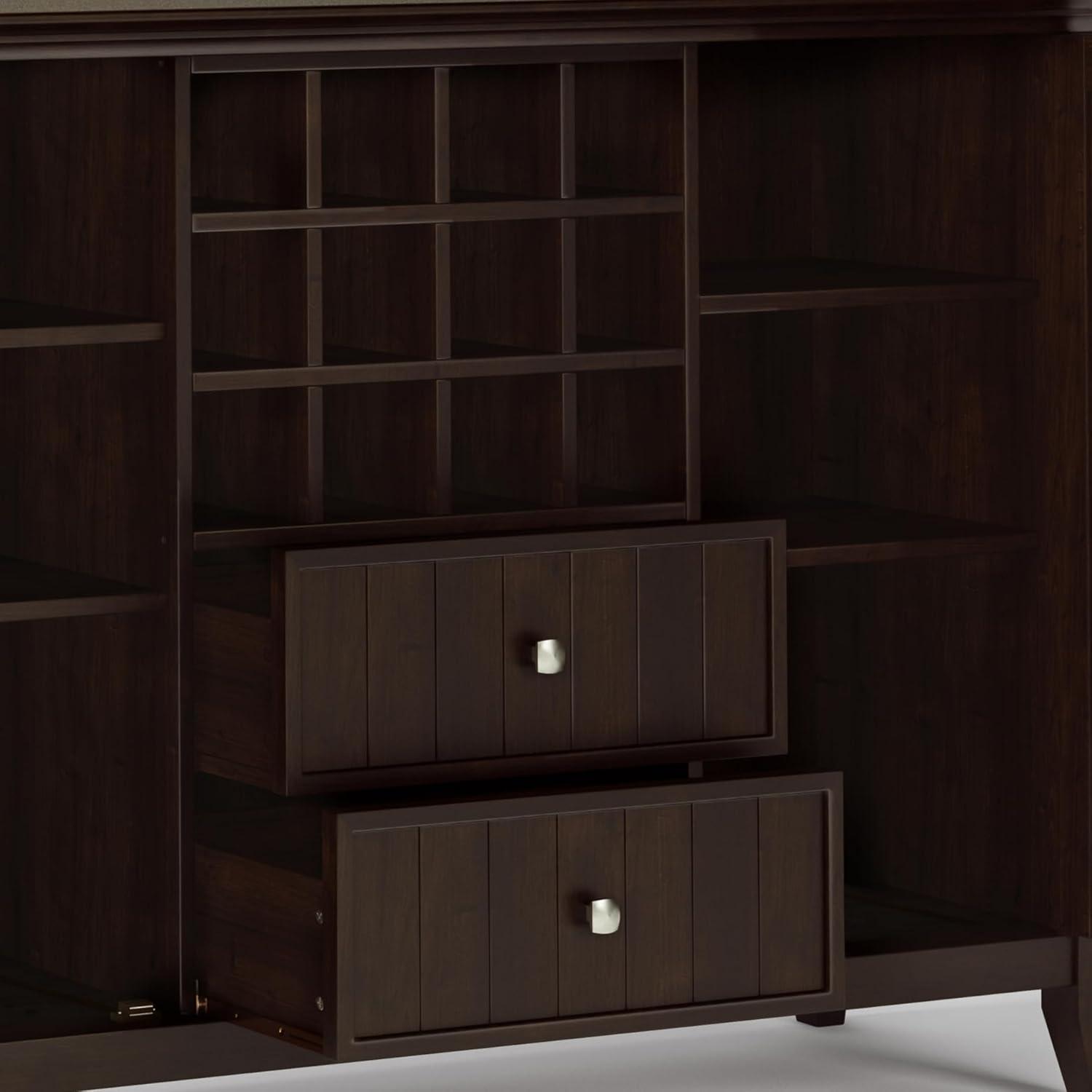 Simpli Home Bedford 54"W Solid Wood Sideboard Buffet and Wine Rack, 2 Drawers, and 2 Cabinets