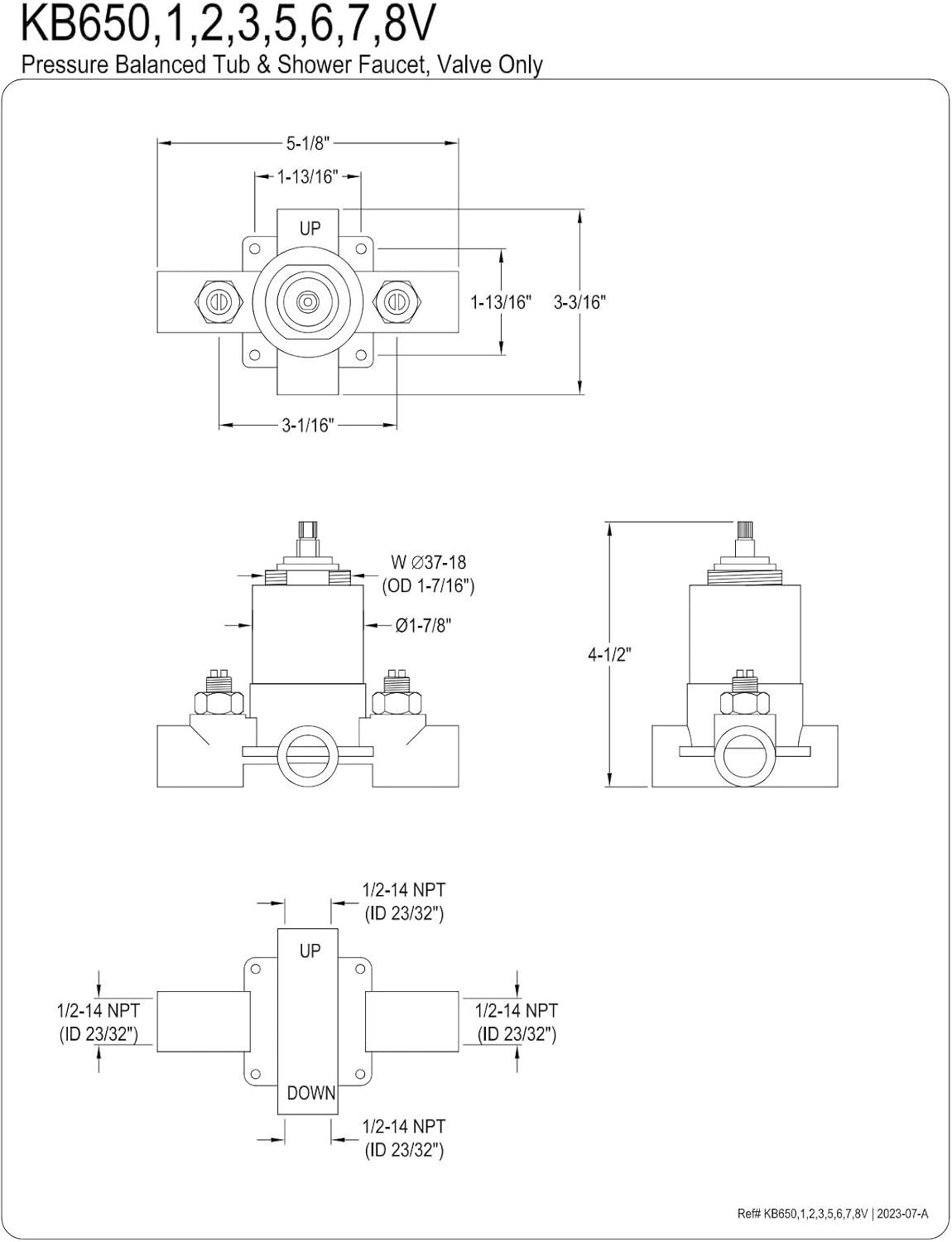 Brushed Nickel Pressure Balanced Tub and Shower Valve with Stops