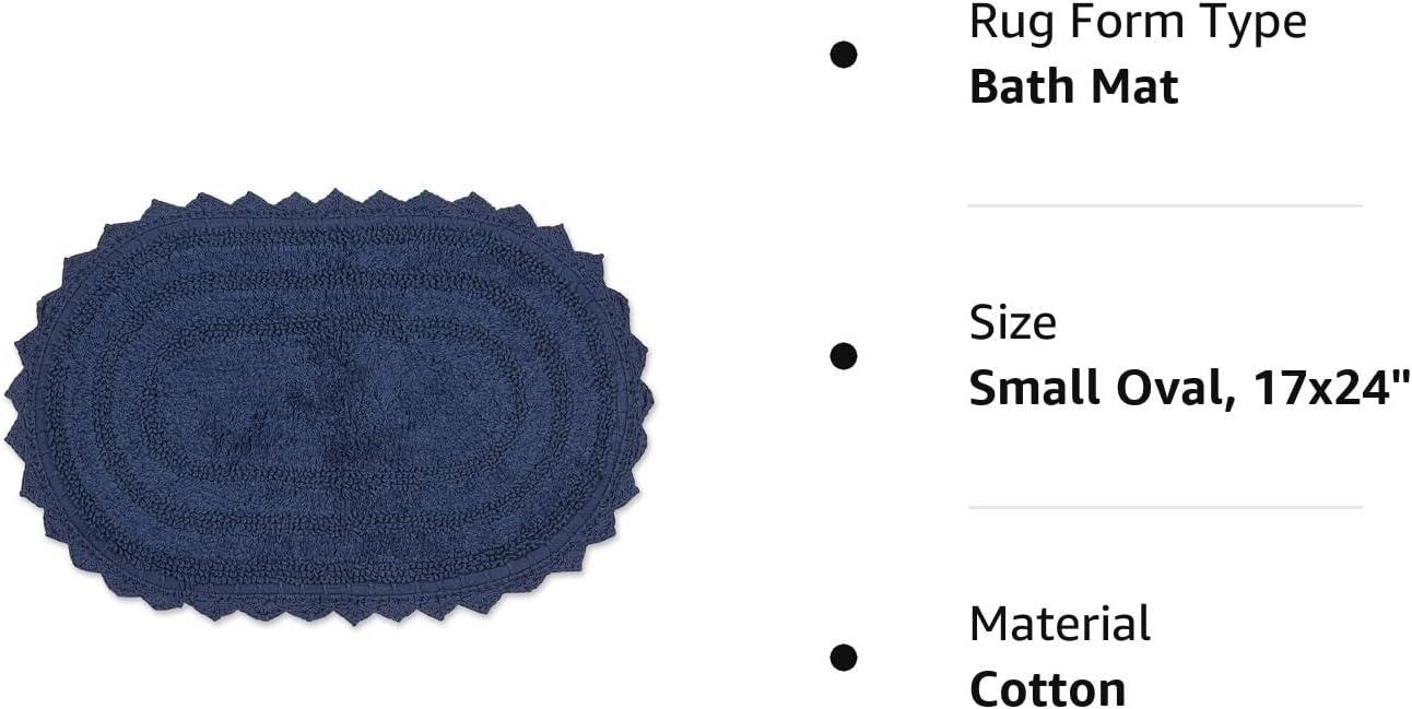French Blue Small Oval Crochet Bath Rug, 17x24