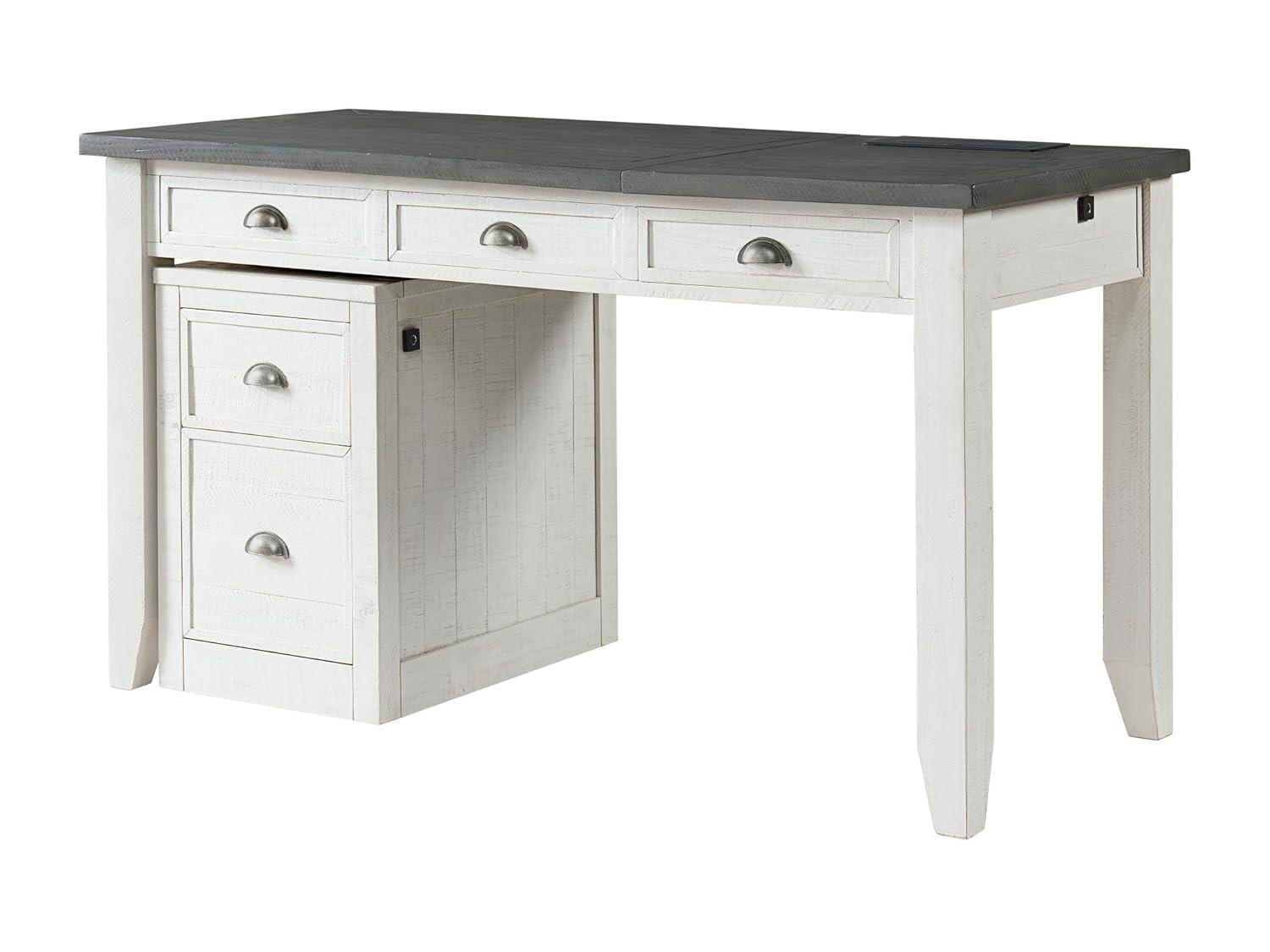 Martin Svensson Home Monterey 57" Lift-Top Desk with Fingerprint Lock, White Stain and Grey