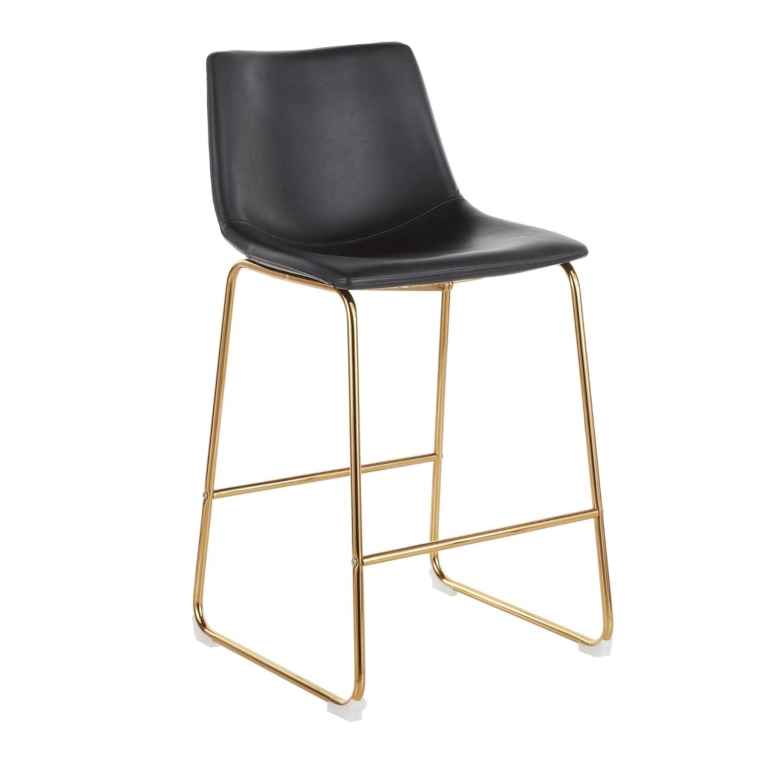 LumiSource Gold Metal, White PU Duke Counter Stool - Set of 2