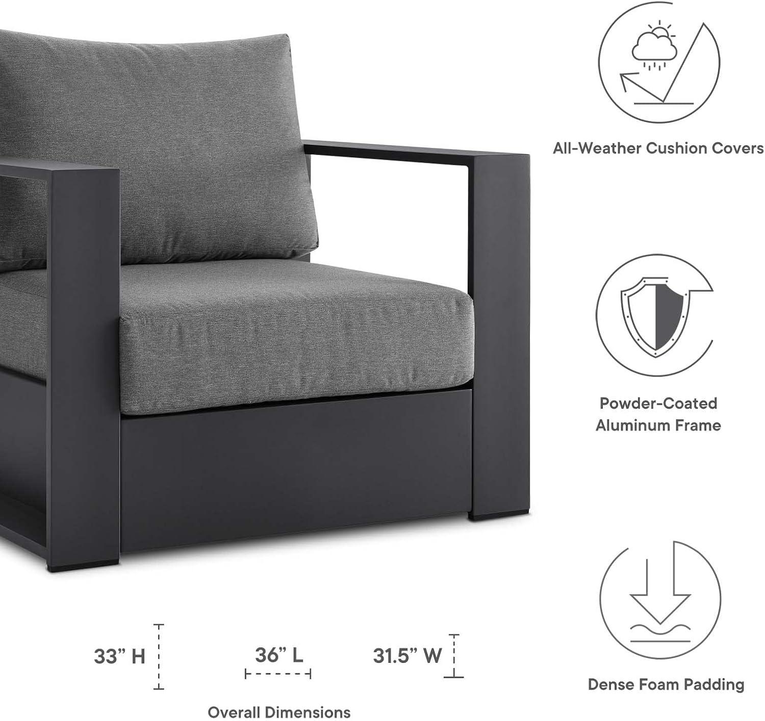 Modway Tahoe Outdoor Patio Powder-Coated Aluminum 2-Piece Armchair Set in Gray Charcoal