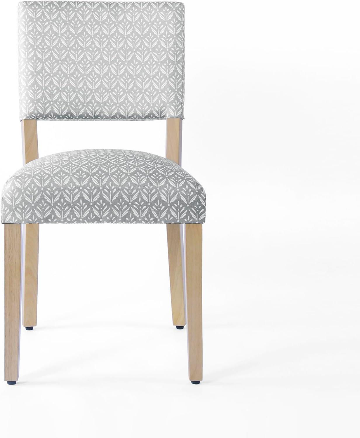 Light Gray Upholstered Parsons Side Chair with High Wood Legs