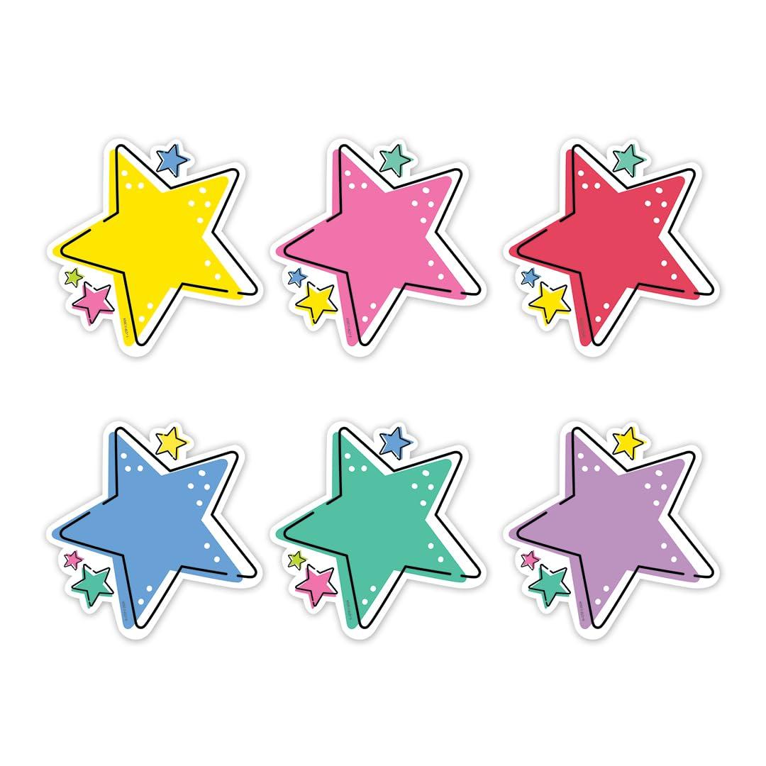 Colorful 6" Designer Star Cut-Outs for Classroom Decor
