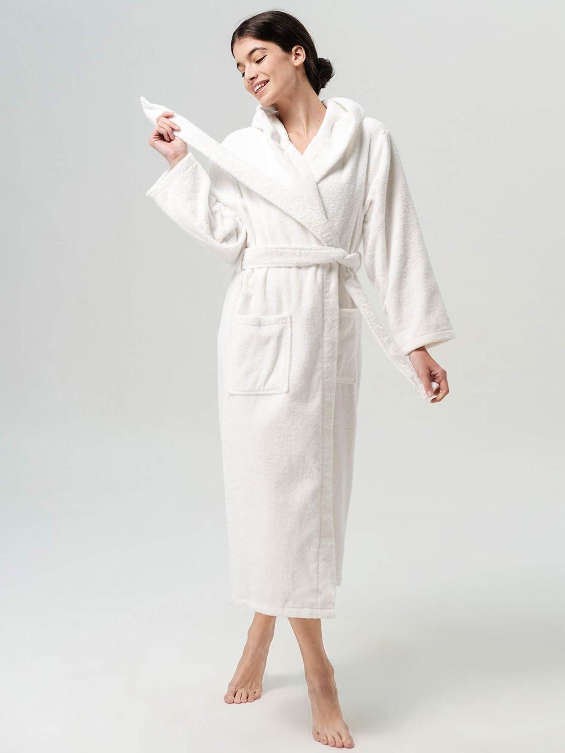 SIORO Womens Hooded Terry Cloth Robe, Absorbent Cotton Bathrobe, Full Length Bathcoat for Hot Tub, Spa, Shower & Sleepwear