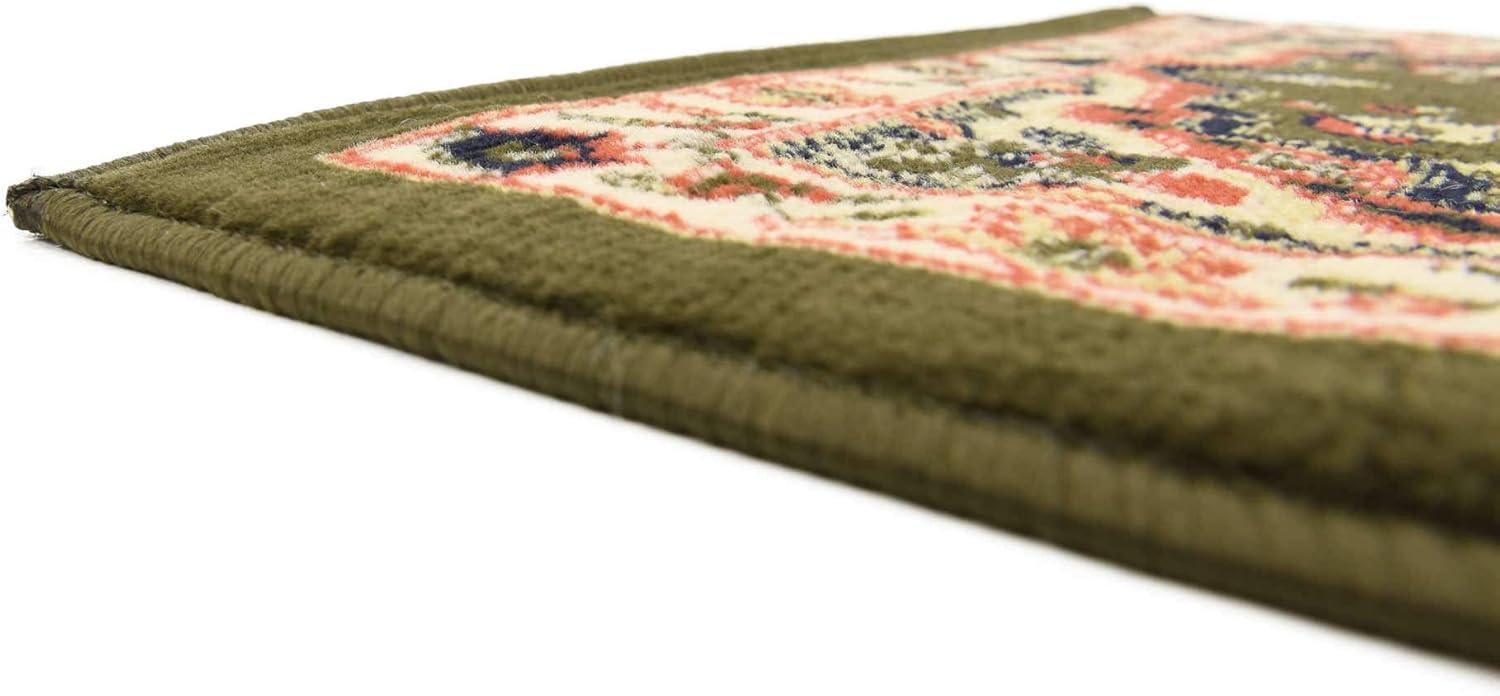 Unique Loom Washington Reza Rug Green/Cream 2' 2" x 8' 2" Runner Floral French Perfect For Bathroom Hallway Mud Room Laundry Room