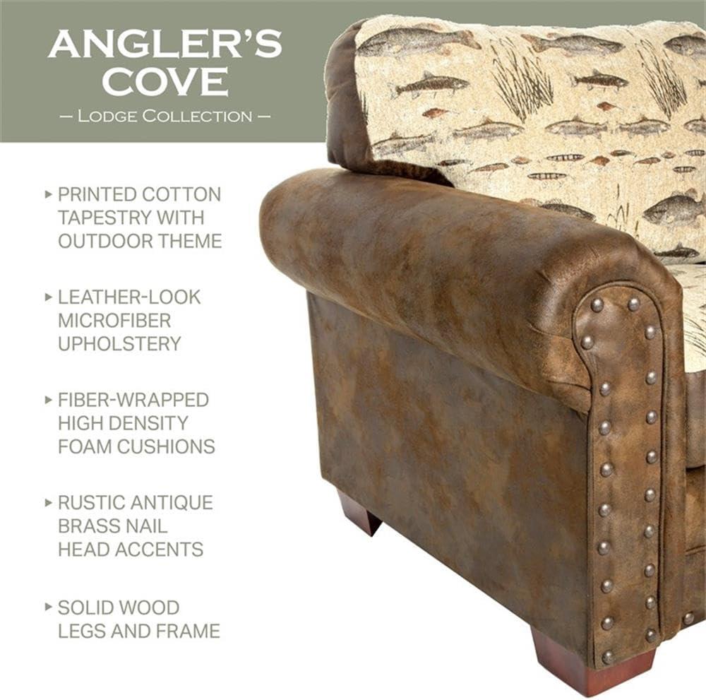 Brown Microfiber and Wood Accent Chair with Ottoman