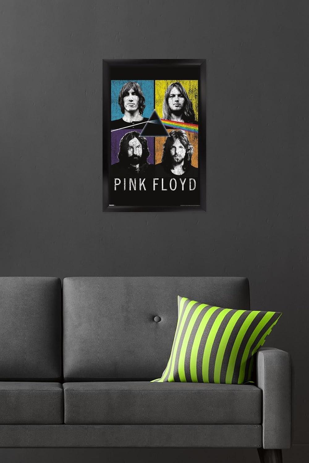 Trends International Pink Floyd - The Dark Side Of The Moon Quad Framed Wall Poster Prints Black Framed Version 14.725" x 22.375"