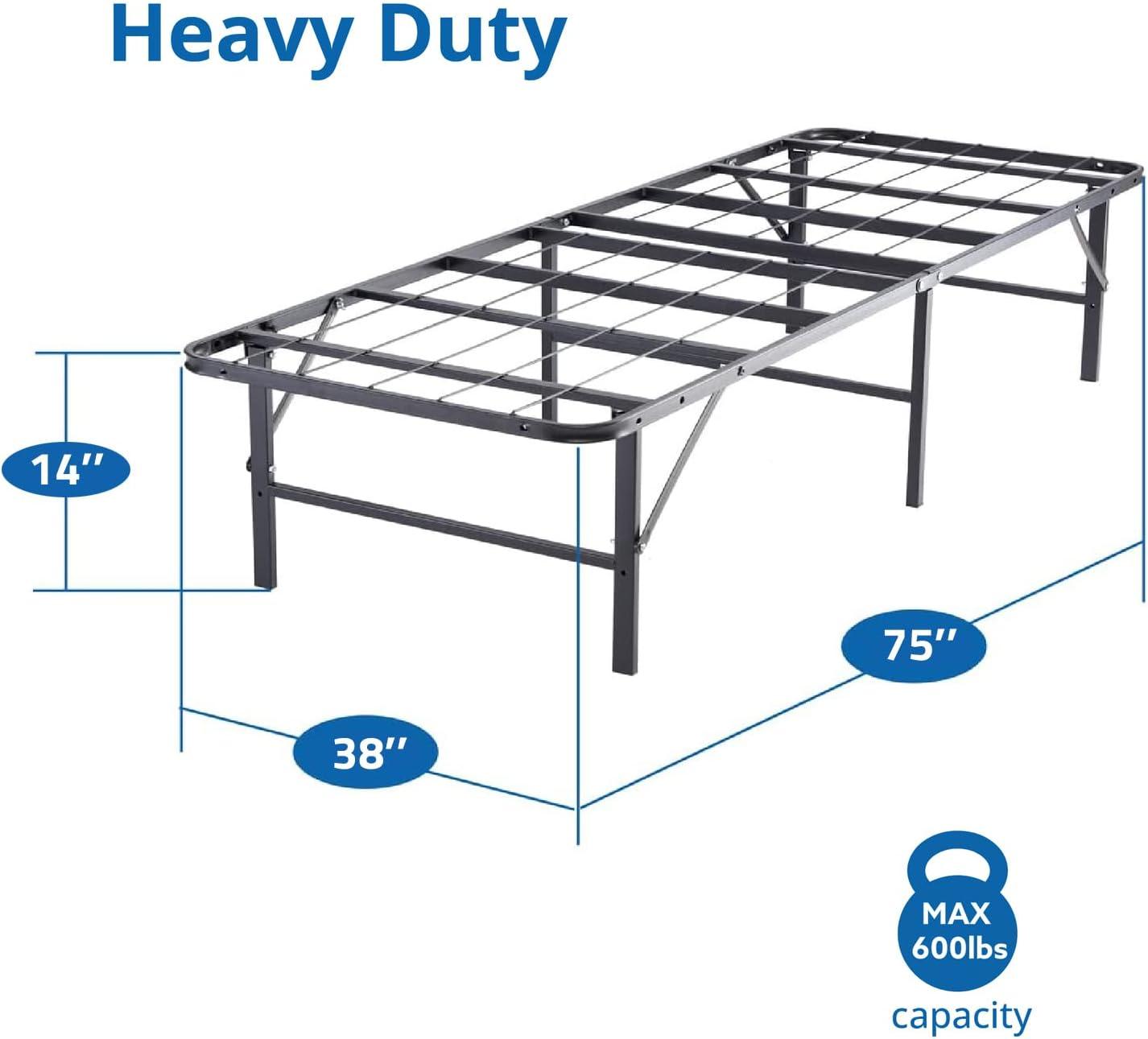 Alwyn Home Muscoy 14" Foldable Steel Bed Frame, No Box Spring Needed, Underbed Storage , Easy Assembly