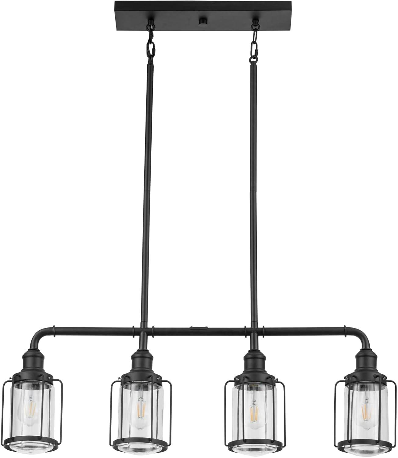 Prominence Home Lincoln Woods Industrial Matte Black LED Pendant Light with Clear Glass Shade