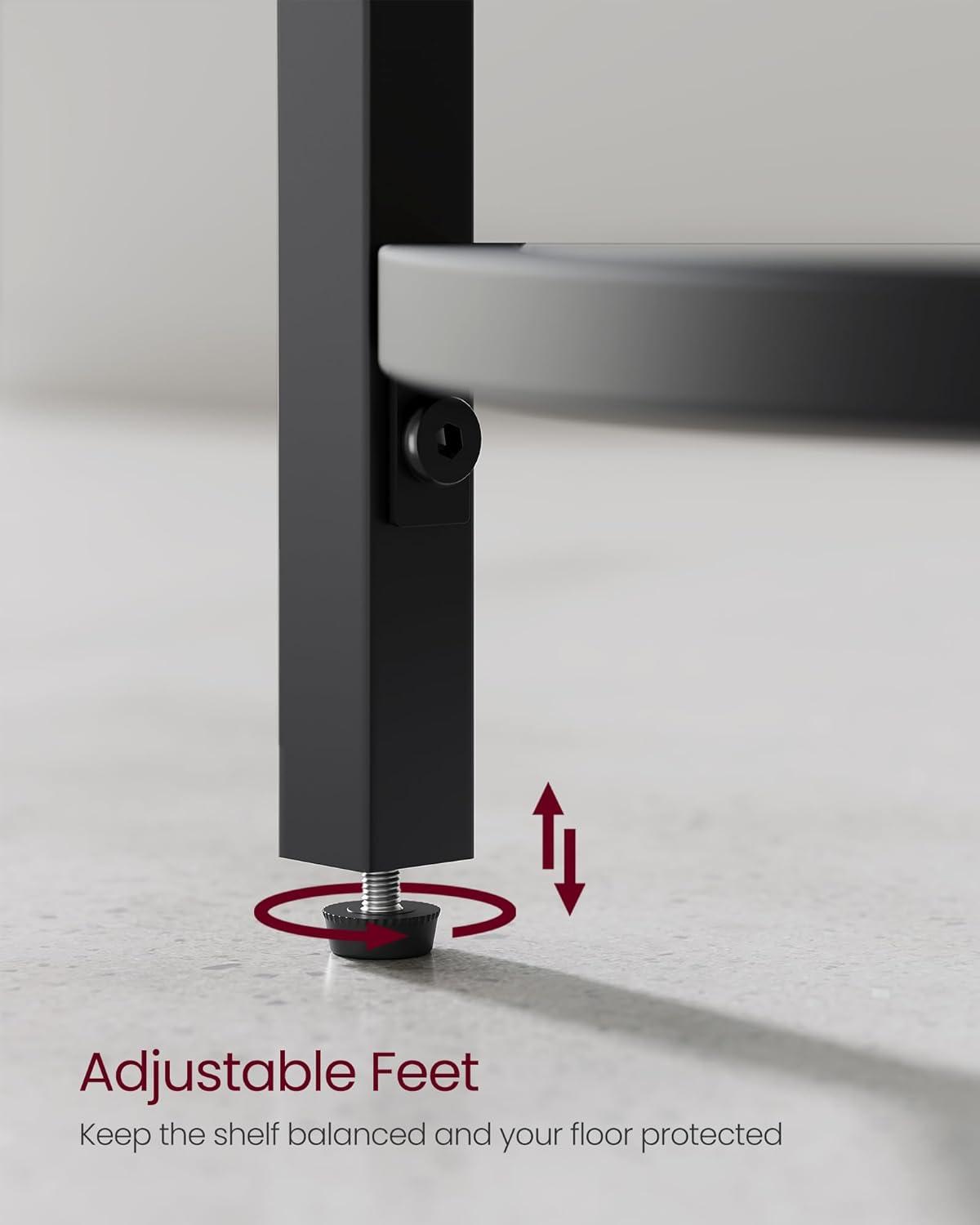 HOOBRO 5-Tier Corner Shelf Stand, Black Corner Bookshelf, Tempered Glass Shelves, Bathroom Organizer, Corner Plant Stand, for Living Room, Study, Balcony, Home Office, Modern Style, Black BK15CJ01