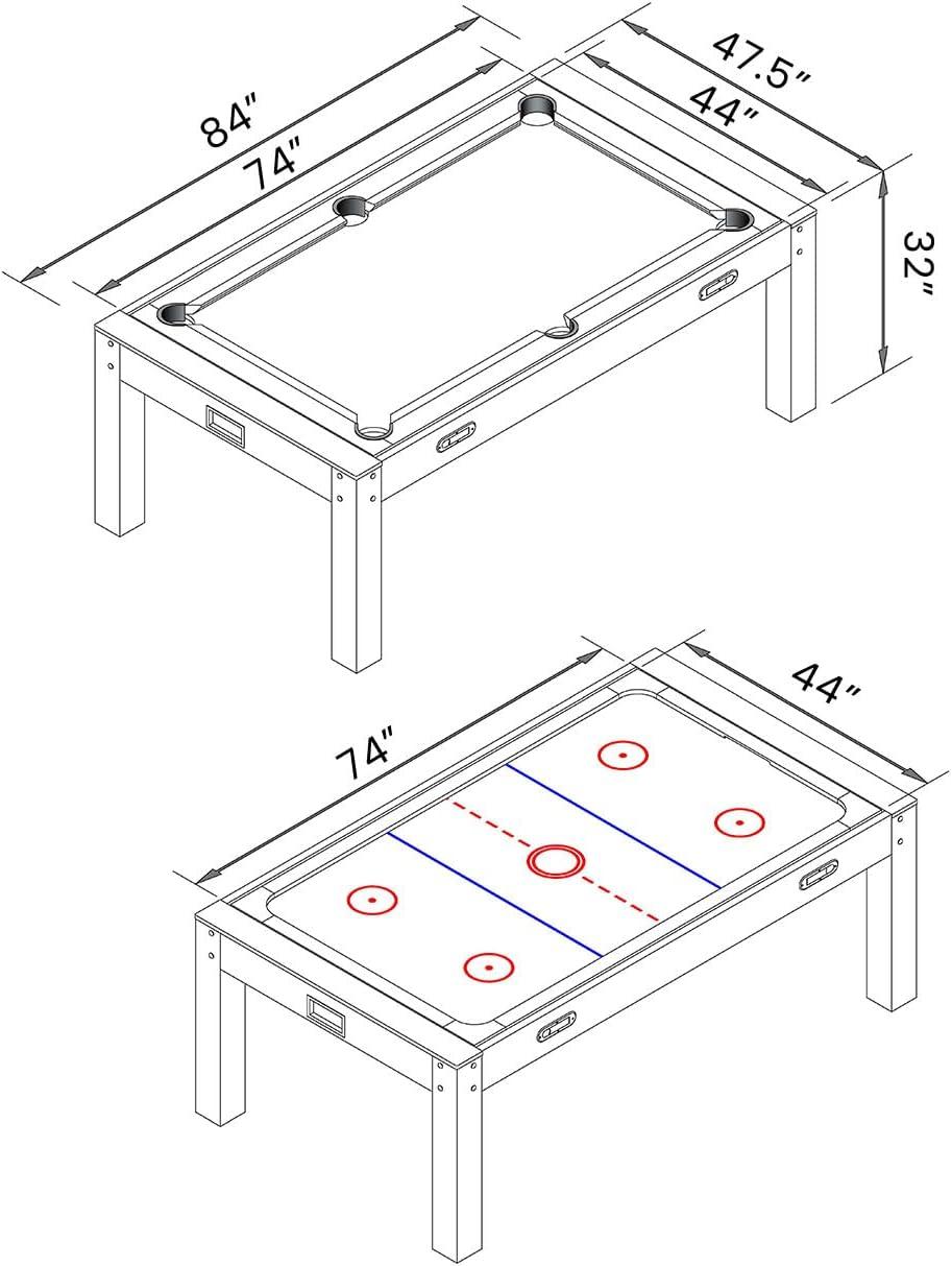 7-Foot Black MDF 4-in-1 Rotating Game Table