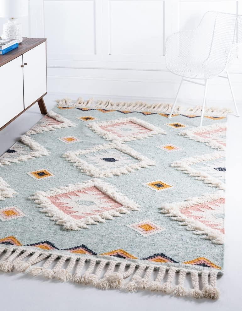 Unique Loom 5' 1 x 8' 0 Mesa Papago Light Aqua Area Rug