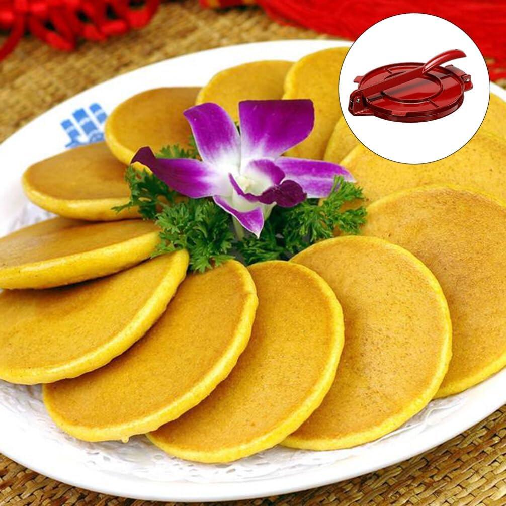 Red Stainless Steel 7.87 Inch Tortilla Press with Non-Stick Surface