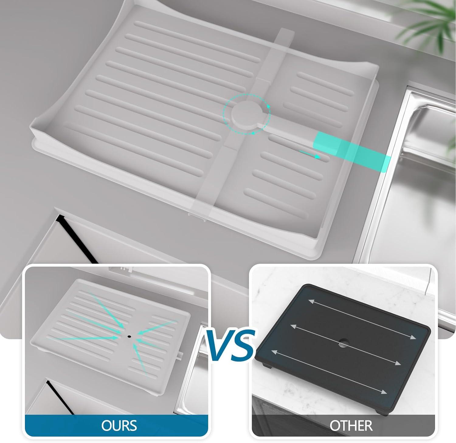 THE GLAMOUR BOUTIQUES Dish Drying Rack: 2 Tier Dish Racks For Kitchen Counter - Large Rust Proof Dish Drying Rack With Aluminum - Detachable Dish Drainer Organizer With Utensil Holders Drainboard Silver