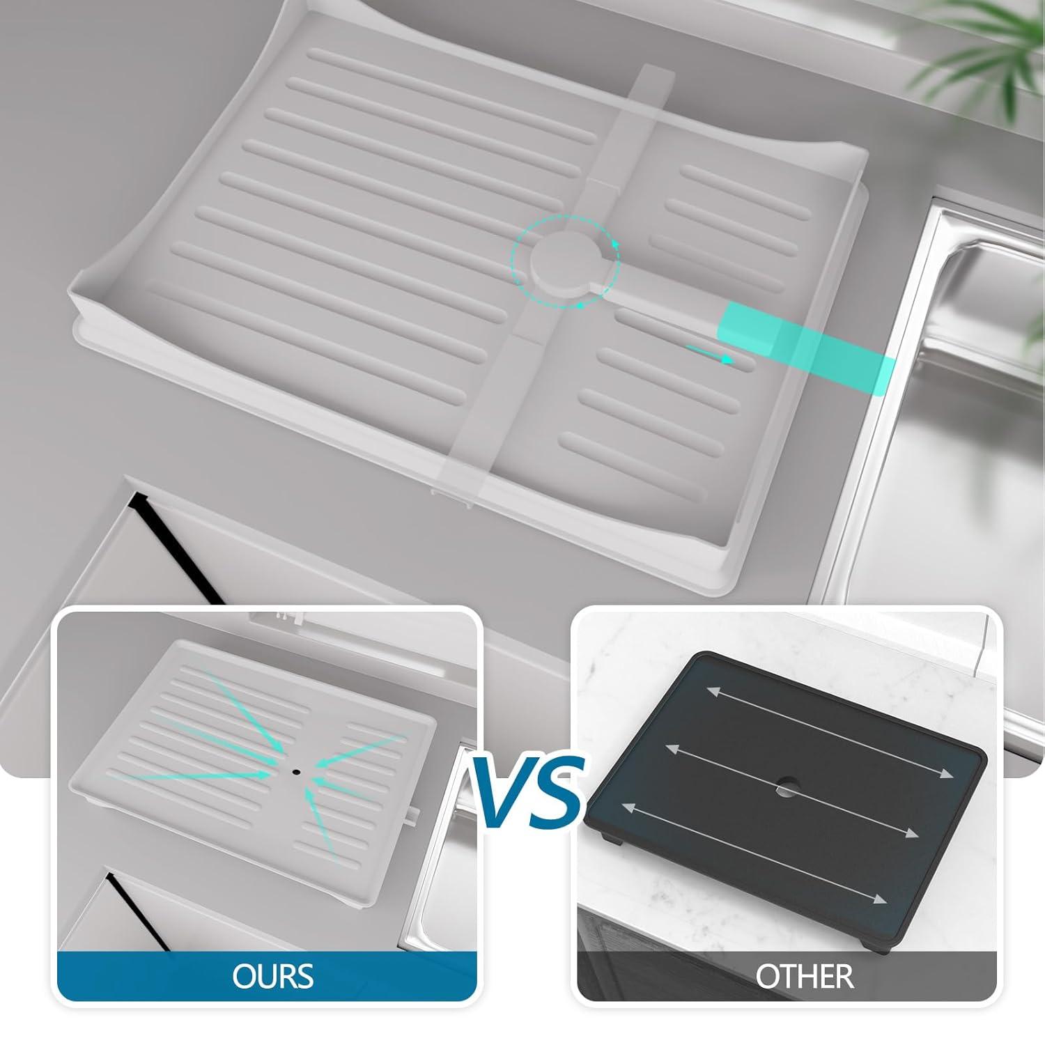 THE GLAMOUR BOUTIQUES Dish Drying Rack: 2 Tier Dish Racks For Kitchen Counter - Large Rust Proof Dish Drying Rack With Aluminum - Detachable Dish Drainer Organizer With Utensil Holders Drainboard Silver