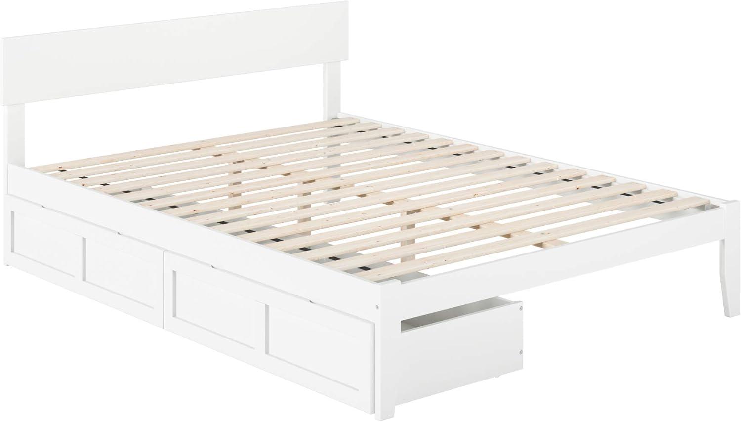 Boston Queen Bed with 2 Extra Long Drawers in White