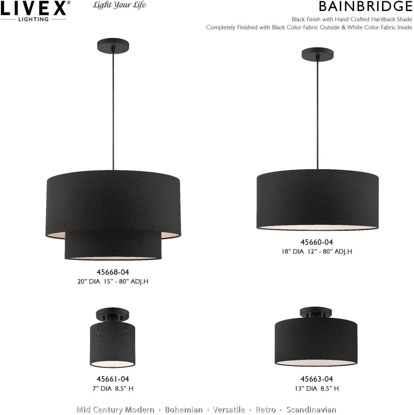 Livex Lighting Bainbridge 1 - Light Semi-Flush Mount in  Black