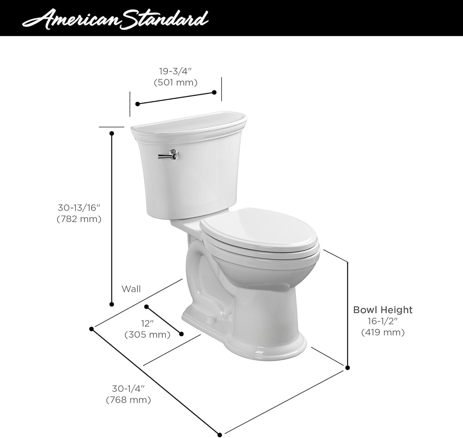 American Standard Heritage VorMax Two-Piece Toilet with Slow-Close Seat & Wax Ring, Chair Ht, White