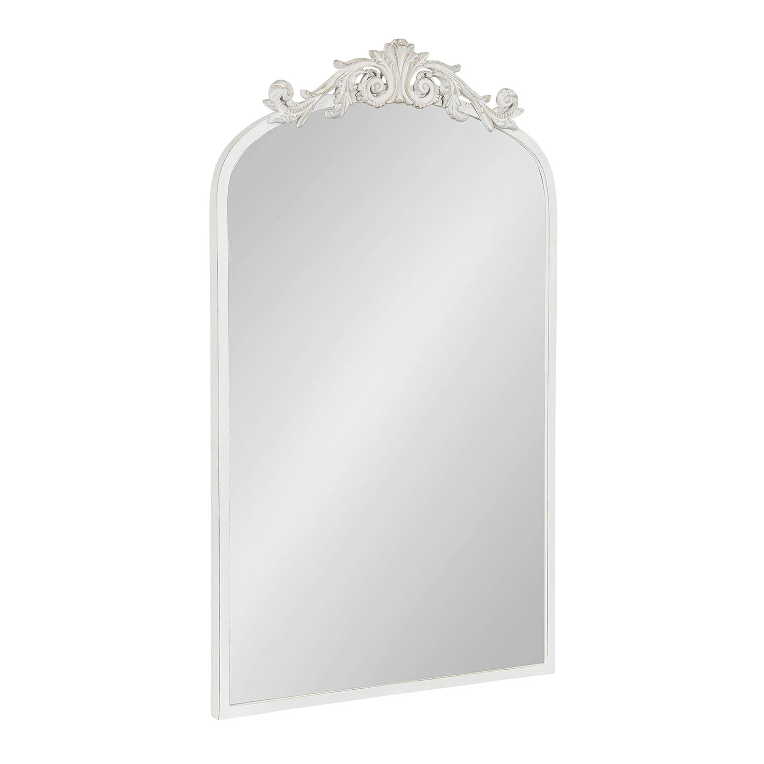 19"x31" Arendahl Traditional Arch Decorative Wall Mirror White - Kate & Laurel All Things Decor: Luxury Glam Style, No Assembly Required